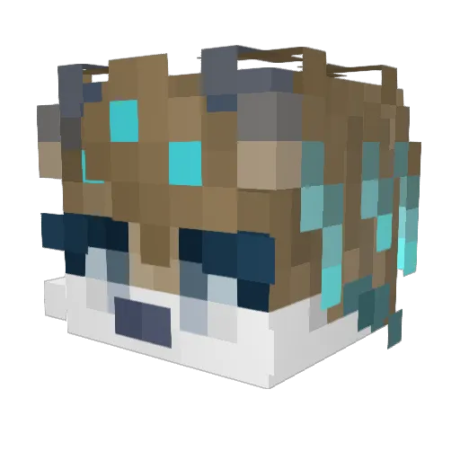 Q_I_N_G Minecraft avatar head, 3D render