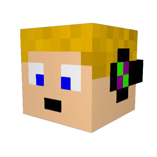 Q_bitz Minecraft avatar head, 3D render