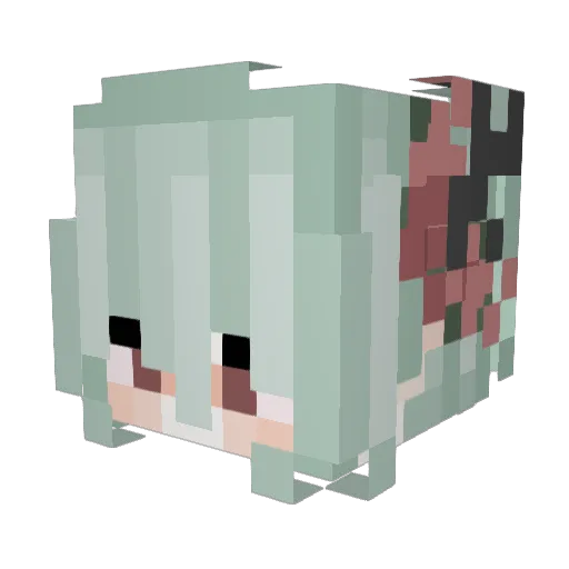Qing7_q Minecraft avatar head, 3D render