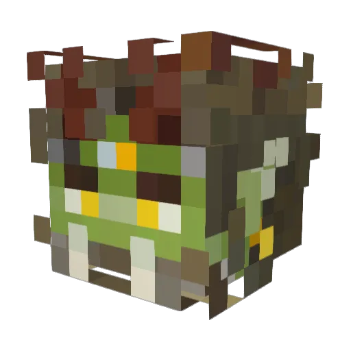 Qizilian Minecraft avatar head, 3D render