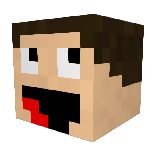 QkaMan Minecraft avatar head, 3D render