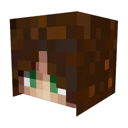 QmerF Minecraft avatar head, 3D render
