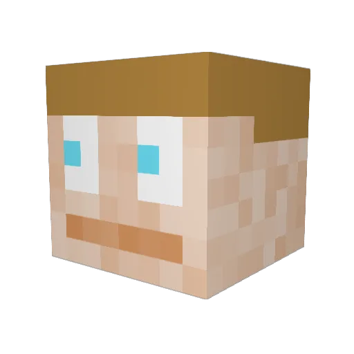 Qmestari Minecraft avatar head, 3D render