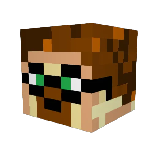 Qtong Minecraft avatar head, 3D render