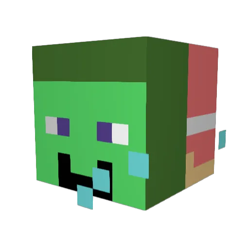 Quaxous Minecraft avatar head, 3D render