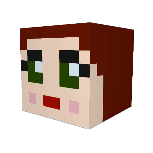 QueenGus Minecraft avatar head, 3D render