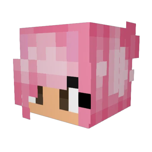 QueenPinnk Minecraft avatar head, 3D render