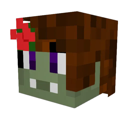 QueenWillow69 Minecraft avatar head, 3D render