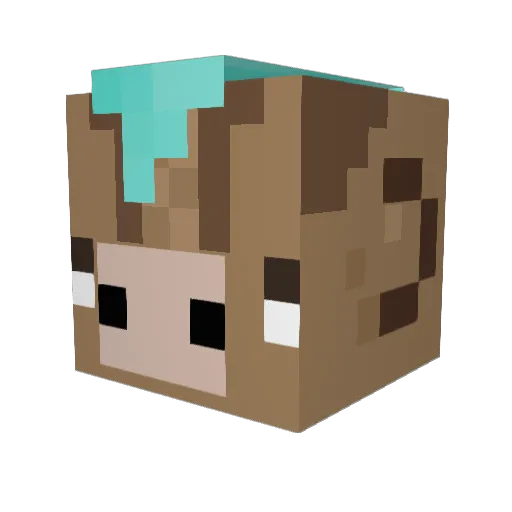 QuiVaark Minecraft avatar head, 3D render