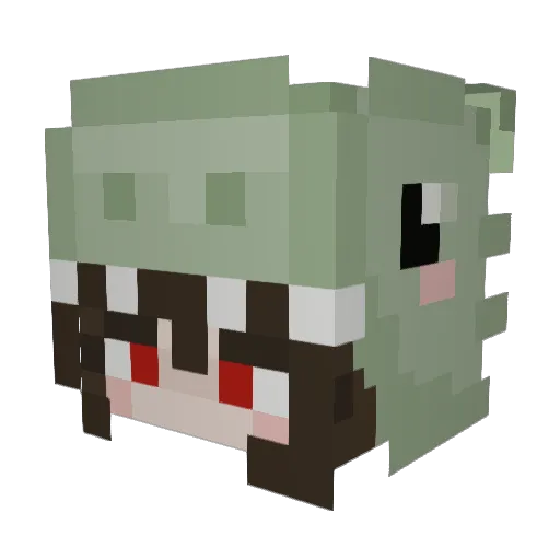 QuietWhistle Minecraft avatar head, 3D render