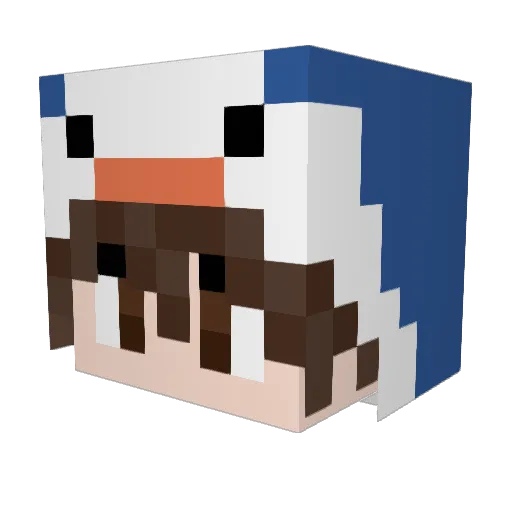 Qutnn Minecraft avatar head, 3D render
