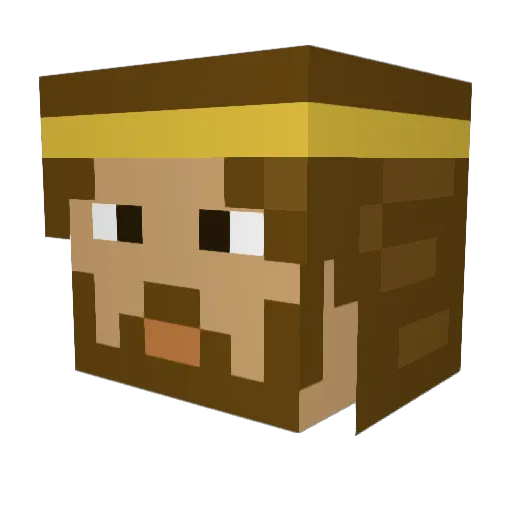 QweenYellow Minecraft avatar head, 3D render
