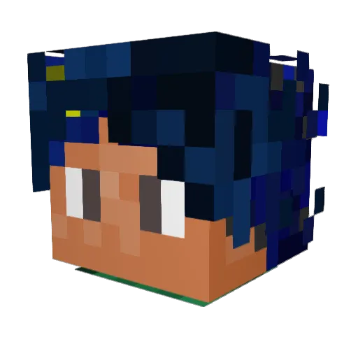 Qwerbl Minecraft avatar head, 3D render