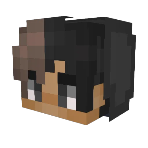 QwertyBas Minecraft avatar head, 3D render