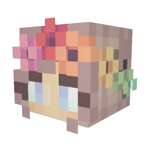 Qyddil Minecraft avatar head, 3D render