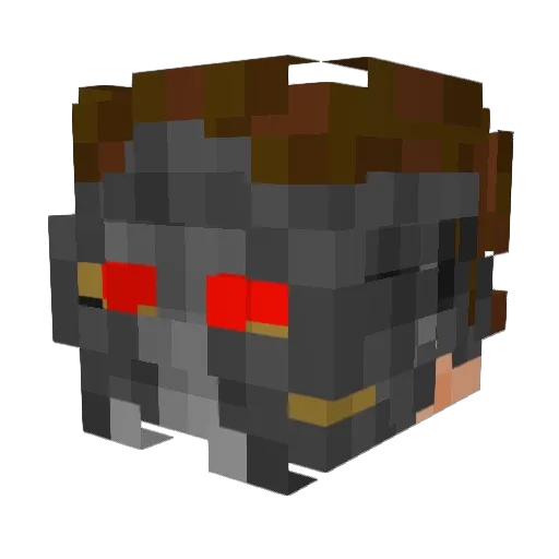 RUSHER_044g Minecraft avatar head, 3D render