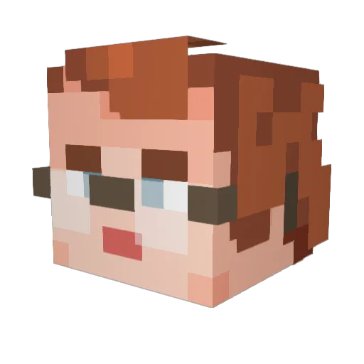 Rafessor Minecraft avatar head, 3D render
