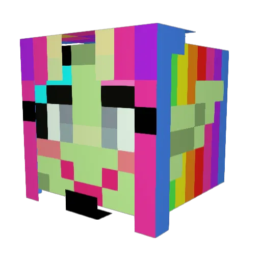 RainbowMordy Minecraft avatar head, 3D render