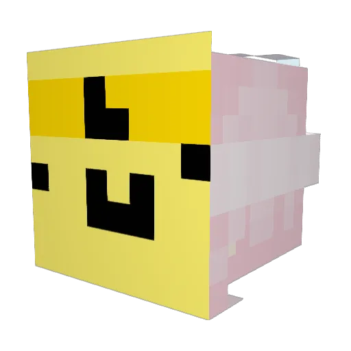Rainbowless Minecraft avatar head, 3D render