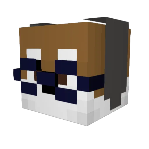 Rangepup Minecraft avatar head, 3D render