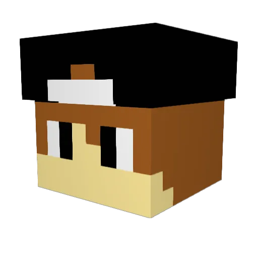 Rasped Minecraft avatar head, 3D render