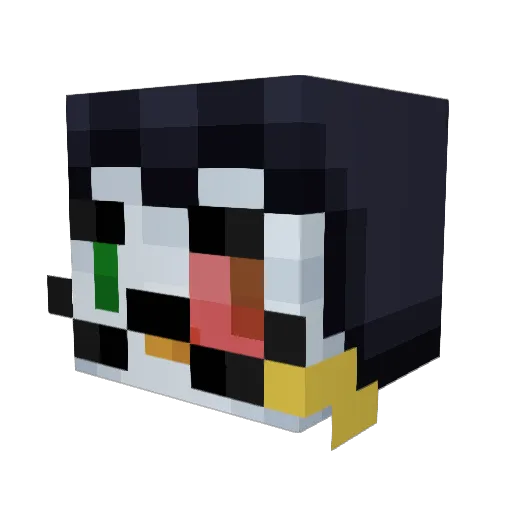 Raspenguin Minecraft avatar head, 3D render