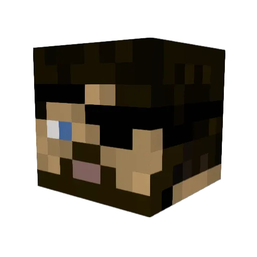 Ravenged Minecraft avatar head, 3D render