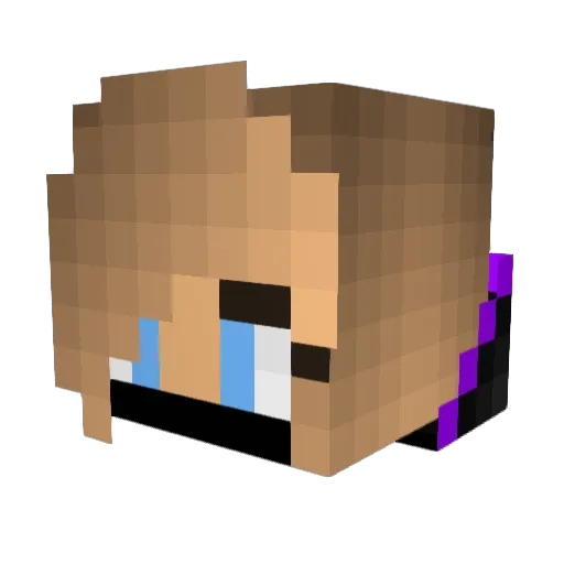 RayPurple Minecraft avatar head, 3D render