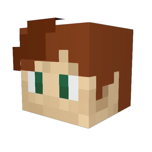 Raynmaker Minecraft avatar head, 3D render