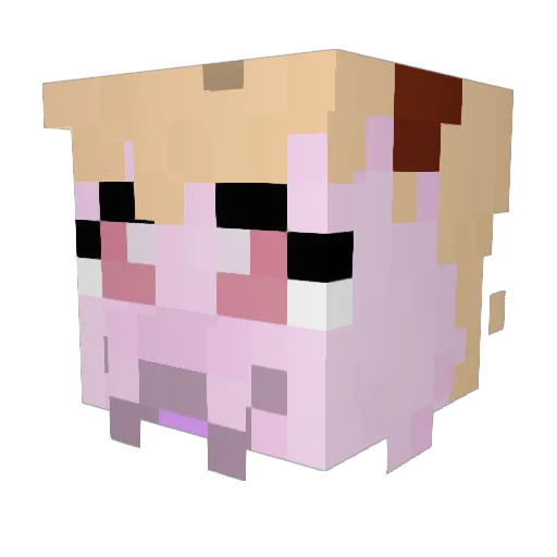 RealBeab Minecraft avatar head, 3D render