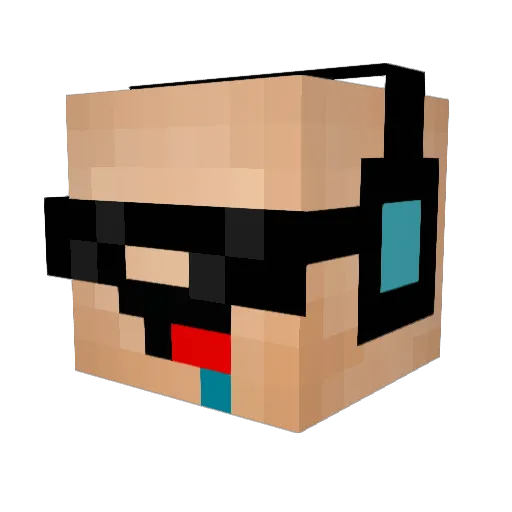 RealFlixy Minecraft avatar head, 3D render