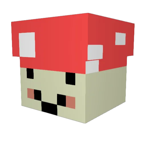RealMushroom Minecraft avatar head, 3D render