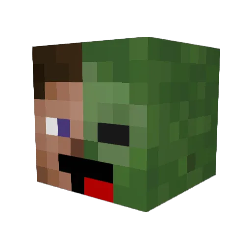 RealZomblified Minecraft avatar head, 3D render