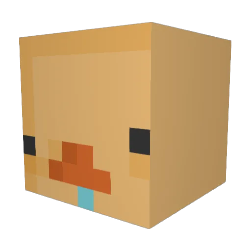 Reched Minecraft avatar head, 3D render