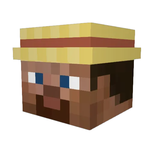 Reclinate Minecraft avatar head, 3D render