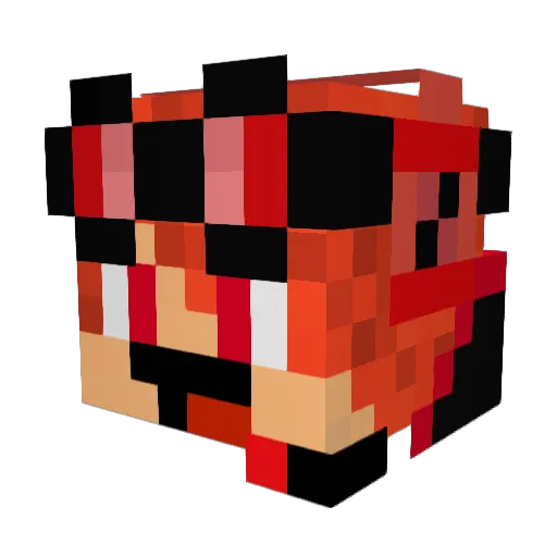 RedBo_ Minecraft avatar head, 3D render