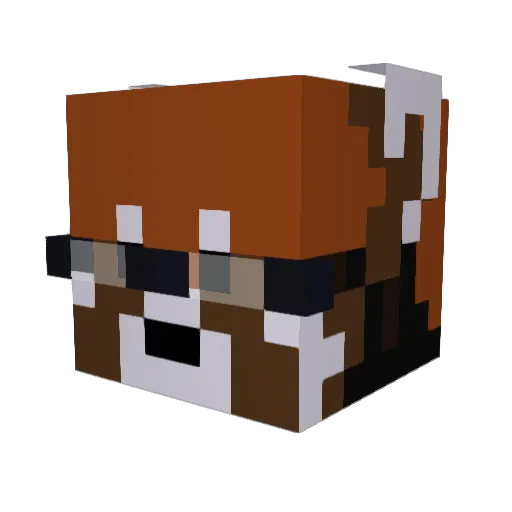 RedPandaButler Minecraft avatar head, 3D render