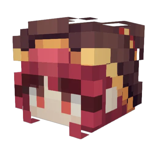 Red_Miku Minecraft avatar head, 3D render