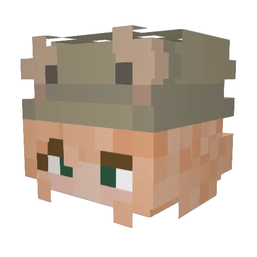 ReddyDredd Minecraft avatar head, 3D render