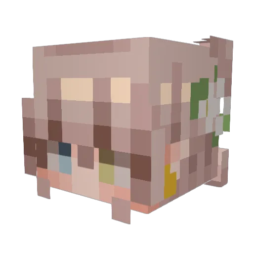 Redmushroo Minecraft avatar head, 3D render