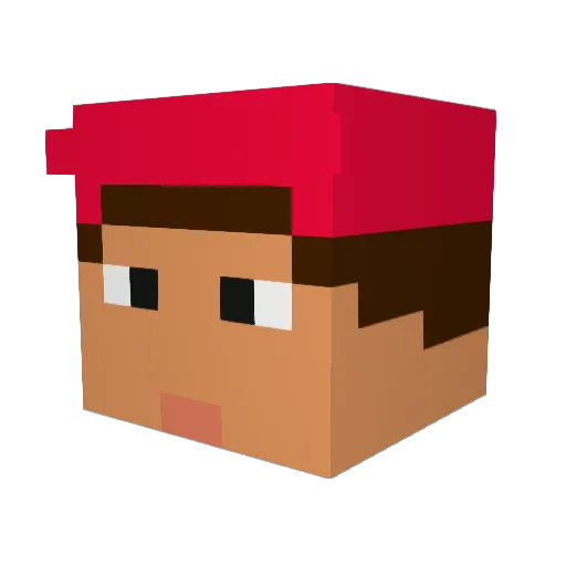 RedsManRick Minecraft avatar head, 3D render
