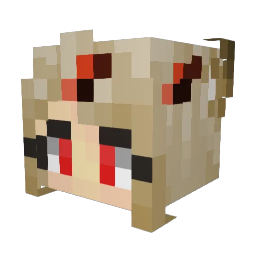 RedshiftFox Minecraft avatar head, 3D render