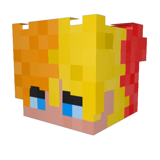Rejnbou Minecraft avatar head, 3D render