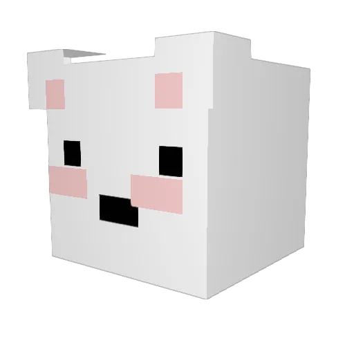 Reksia Minecraft avatar head, 3D render