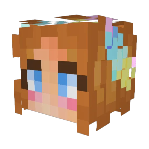 RennyRenRen Minecraft avatar head, 3D render