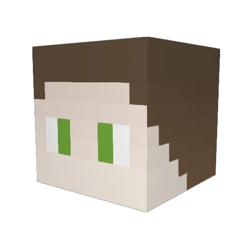 Rewzu Minecraft avatar head, 3D render