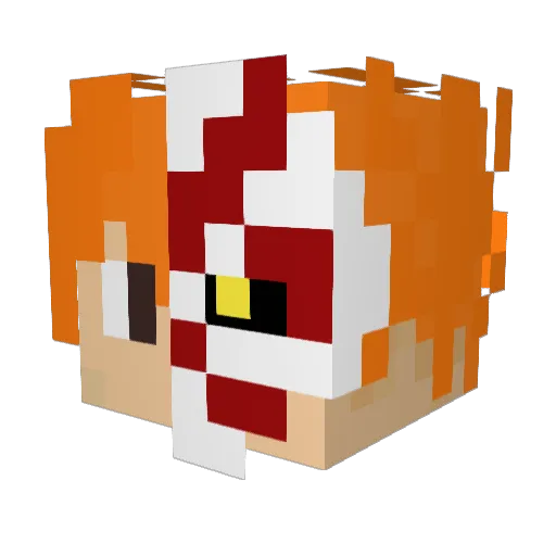Rezora Minecraft avatar head, 3D render