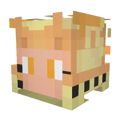 Rhuihui Minecraft avatar head, 3D render