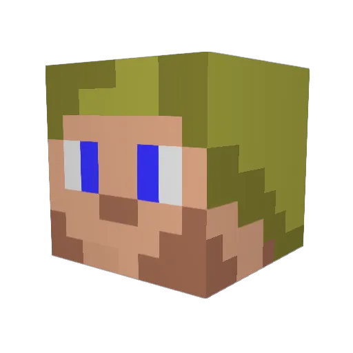 RiKiDIba Minecraft avatar head, 3D render
