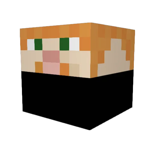 Rick1Owens Minecraft avatar head, 3D render